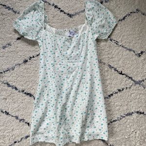 Princess Polly White Mini Dress with Teal Floral Print